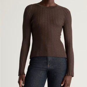NWT Cyrus Wide ribbed long sleeve top in brown women's small ( 021)